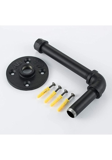 Novahub Tuvalet Kağıtlığı Vintage Endüstriyel Retro Metal Boru Duvara Monte, Demir, Siyah, 18x10 Cm, Ev Dekorasyonu Diğer