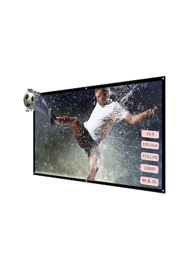 Wezone 100 İnç 16:9 Duvar Tipi Beyaz Projeksiyon Ekranı, Poliester Malzeme, İç/iç Mekan Uyumlu, Kirpilmaz Ve Hafif Tasarım