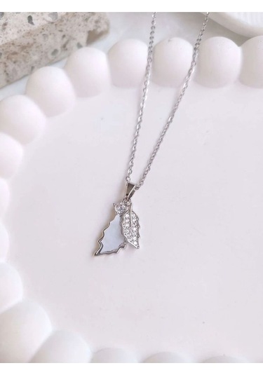 Çelik Silver Yaprak Kadın Kolye Sevgiliye Hediye Gümüş