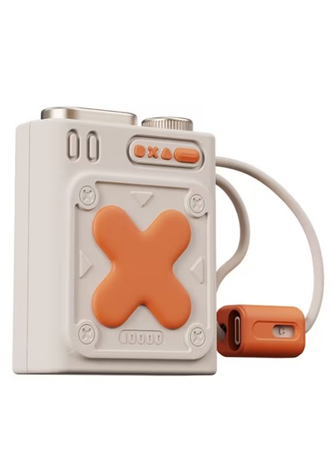 Mini 68mm 22.5w Led Göstergeli Pd 10.000mah, Dahili Type-c Ve Lightning Kablolu Usb Çıkışlı Powerbank Bej