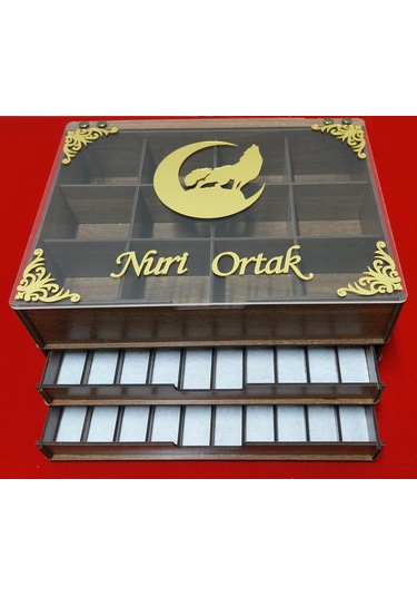 3 Katlı Çekmeceli Saat Ve Tesbih Ve Takı Dolabı