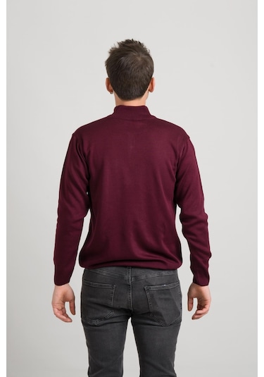Regular Fit Yarım Balıkçı Fermuarlı Akrilik Viskon Karışımlı Erkek Triko Kazak 001