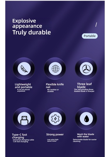 Erkek Elektrikli Tıraş Makinesi, Mini Taşınabilir Akıllı Siyah