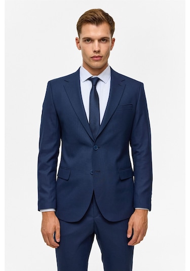 Lacivert Slim Desenli 6 Drop Takım Elbise-38836 Lacivert