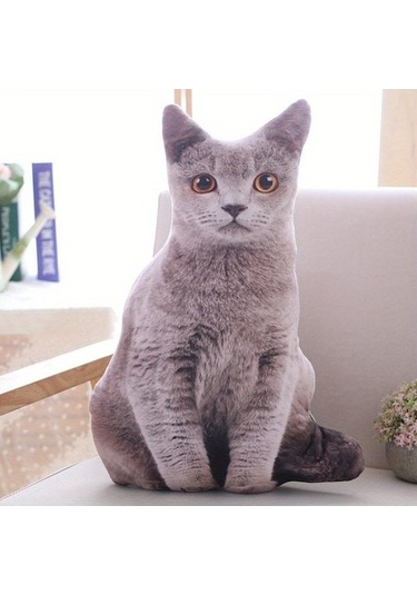 Lemestar Sevimli 3d Kedi Şekilli Yumuşak Yastık - Rahat Uyku Ve Dekor İçin Mükemmel Kahverengi