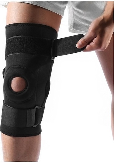 Açık Hava Sporları İçin Alüminyum Destekli Şok Emici Dizlik - Ayarlanabilir Sporcu Bandajı Ve Kayış Koruma Sistemi Siyah - Standart Siyah