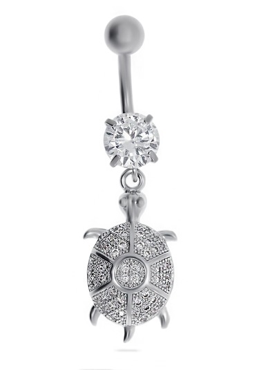 Kadın Kaplumbağa Model Çelik Piercing Gümüş