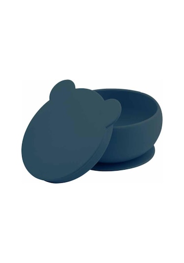 Oioi Silikon Vakum Tabanlı Kapaklı Kase Lacivert
