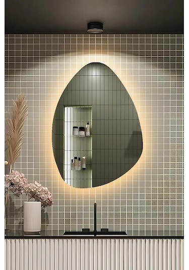 Fawdecor Led Üçgen Model Dekoratif Duvar Aynası 40x60 Gün Işığı