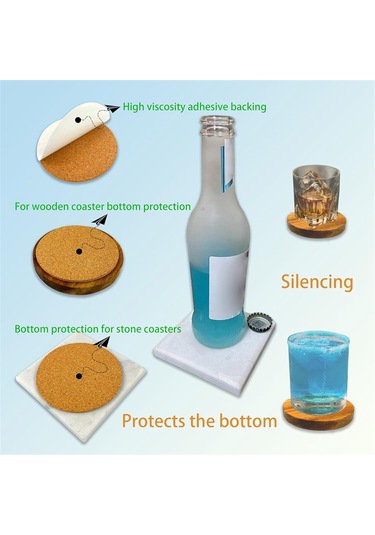 Xurunkeji 40 Paket Kendinden Yapışkanlı Mantar Yuvarlak 3,5 İnç Destek Sayfaları Mantar Bardak Altlıkları Kendin Yap El Sanatları İçin - Alt Koruma Kahverengi