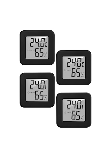 4 Adet Mini Sıcaklık Nem Ölçer Lcd Ekran Oda Termometre Duvara Takılabilen Masaüstü Higrometre Beyaz
