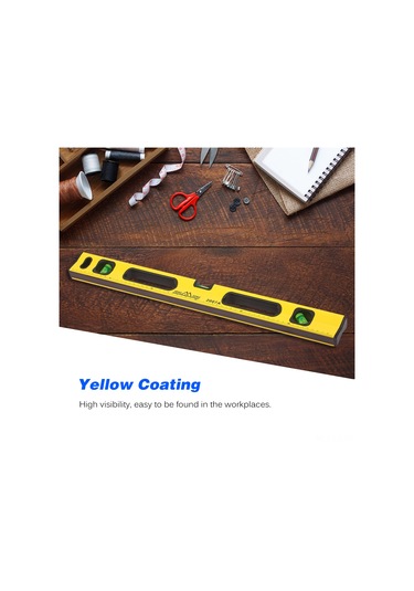 Leezsing 60 Cm Alüminyum Ağır Duty Seviye Cihazı, Güçlü Mıknatıslı, Yüksek Hassasiyetli Ölçüm Aracı, Sarı Renk