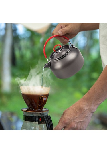 Xiyyadms 0.8l Alüminyum Çelik Taşınabilir Kamp Çaydanlığı - Yeşil Kollü, Hiking Ve Piknik İçin Hafif Dış Mekan Su Kaynakı Yeşil