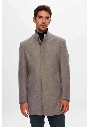 Ds Damat Regular Fit Gri Hakim Yaka Kaşe Kaban 5HF08ORT10002 Gri