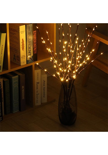 Vkemall 70cm Isı Beyaz Led Dal Şekerleme Işıklı Zincir, 20 Led, 2 Mod Flaş/sabit , Ip44 Su Geçirmez, Pil Beslemeli Odalar İçin Dekoratif Aydınlatma 1 Adet Siyah