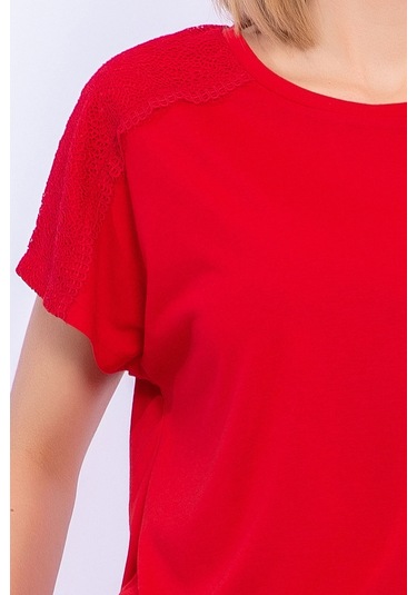 Arnetta Hibiskus Çiçek Desenli Kırmızı Kadın Pijama Takımı 5274-28930 Kırmızı