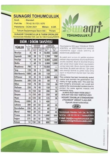 Sunagri Yedikule Marul Tohumu