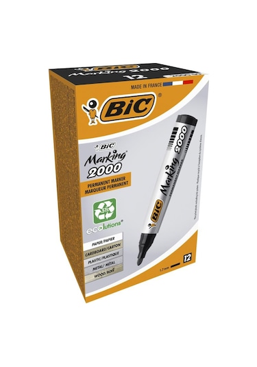 Bic Marker 2000 Yuvarlak Uç Koli Kalemi Siyah 12'li Kutu