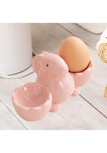 Suntek Seramik Yumurta Kupası Masa Tepsisi Ev Dekoru Pembe