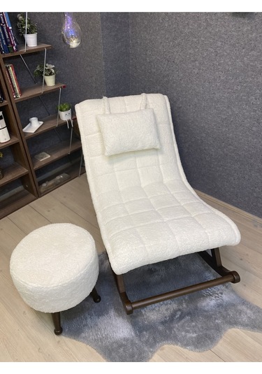 Asedia Miskin Ceviz Teddy Krem Sallanan Sandalye Dinlenme Koltuğu
