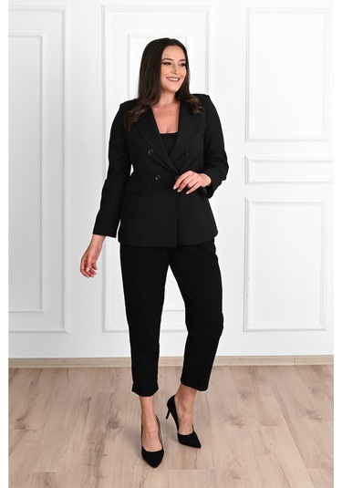 Kadın Astarlı Büyük Beden Blazer Ceket 0101-1 001