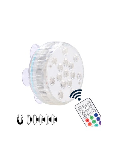 15 Led Su Altı Havuz Lambası, 16 Renk Su Altı Gölet Lambası, Vantuzlu Ip68 Su Geçirmez Küvet Lambası, Çeşmeler, Akvaryumlar İçin