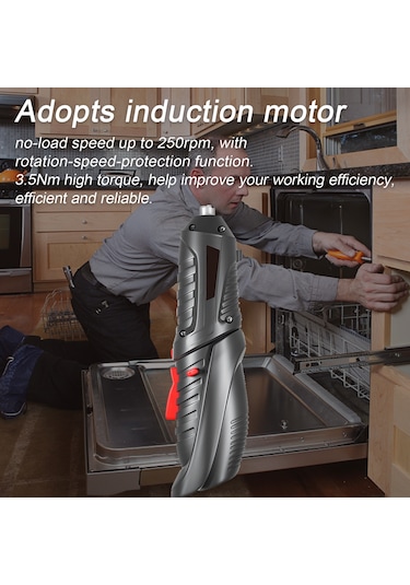 Wezone 3.6v Li-poly Şarjlı Elektrikli Tornavida Seti - 3.5nm Tork, 250rpm Hız, Led Işık, Usb Şarj, Düz-kanatlı Geçiş, 6 Parça Siyah