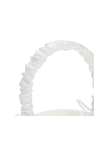 Novahub Beyaz Saten Düğün Çiçek Kızı Sepeti, Çiçekli Dekorasyon Düğün Malzemeleri