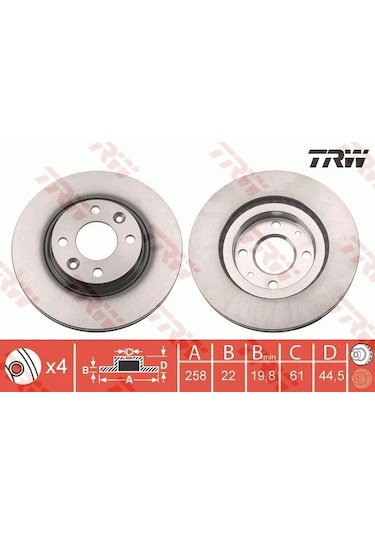 Renault Clio 4 Ön Fren Diski 258 Mm 2012-2019 Trw