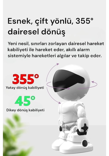 Otomatik Izleme Akıllı Robot Izleme Kamerası Kablosuz Wifi Ev Uza