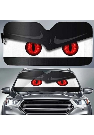 Goldenqian Araba Güneş Koruma Karikatür Büyük Gözler Isıtmalı Cam Güneşlik Araba Pencere Ön Cam Kapak Güneş Gölge Otomatik Güneşlik 240606-7