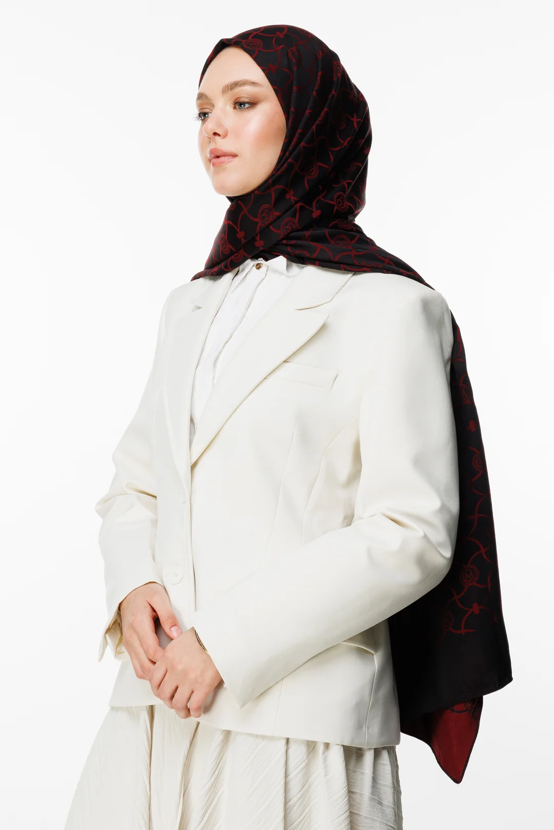 Mooncorn Marrakech Desen Çift Taraflı Şal Siyah - Bordo