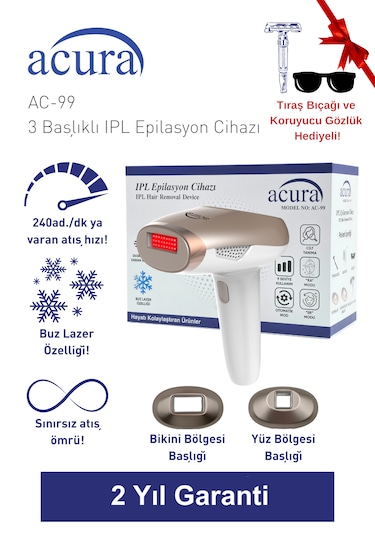 Ac-99 Ultra Hızlı, 2 Başlıklı Sınırsız Atışlı Buz Lazer Ipl Lazer Epilasyon Cihazı
