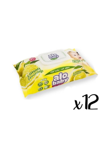 Alobaby Alo Baby Islak Havlu 90Lı*12 Limon