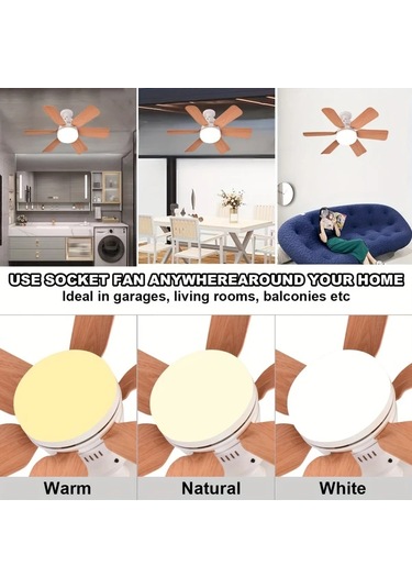 Xuweiwei 1 Adet Ahşap Tahıl Desenli Abs Kanatlı Led Akıllı Tavan Vantilatörü Uzaktan Kumandalı E26 E27 Tabanlı 5 Kanat Soğuk Sıcak Işık Modları