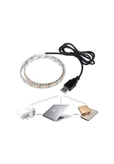 1 Metre Tv Arkası Aydınlatma 5V Usb Şerit Led Işık Beyaz Renk