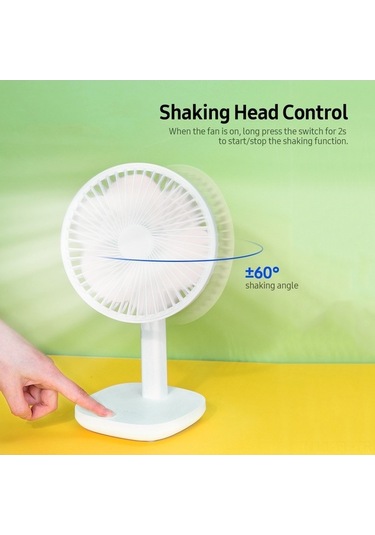 Pazly 6.5 Masaüstü Titreşimli Usb Şarjlı 3 Hızlı Fan, 4000mah Pil, Led Göstergeli, Siyah, Beyaz, Pembe