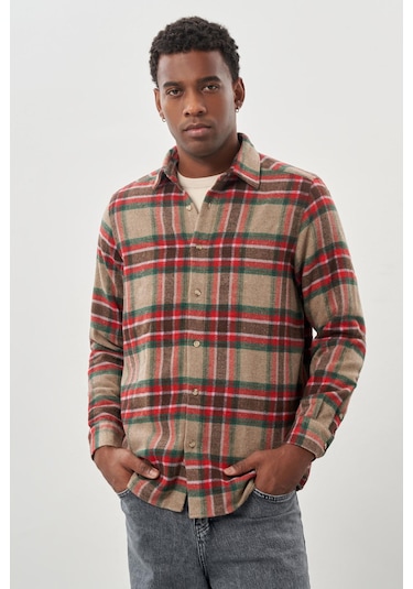 Mürdüm Yünlü Ekose Desen Yumuşak Yaka Cepsiz Uzun Kol Casual Comfort Fit Gömlek 1004245227 Mürdüm Mürdüm Yünlü Ekose Desen Yumuşak Yaka Cepsiz Uzun Kol Casual Comfort Fit Gömlek 1004245227 Mürdüm