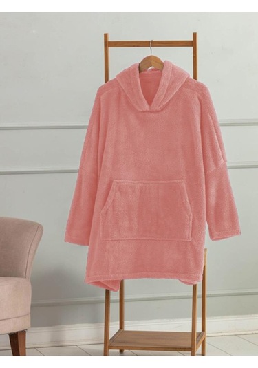 Wellsoft Kapşonlu Giyilebilir Tv Battaniyesi Unisex Over Size Kiremit