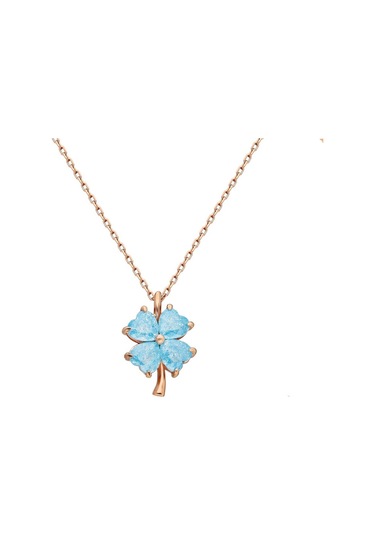 Pigado 925 Ayar Gümüş Zirkon Taşlı Dört Yapraklı Yonca Kolye Gümüş