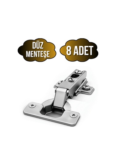 Düz Dolap Kapak Menteşesi Tas Menteşe Düz Menteşe 8 Adet Krom