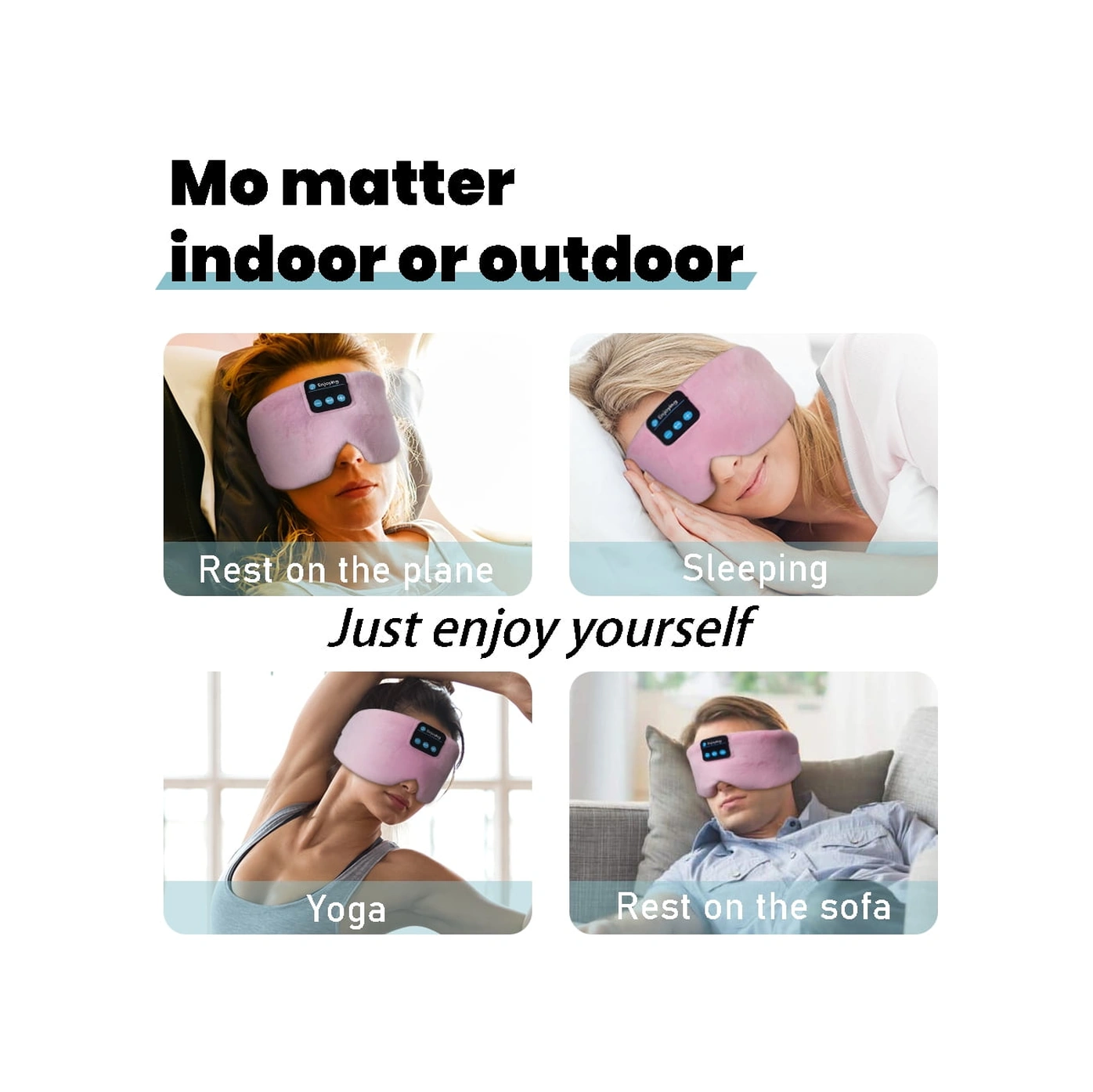 Uyku Kulaklığı Bluetooth Göz Maskesi Unisex, Yan Yatanlar Ve Uykusuzluk Çekenler İçin Uygun Seyahat leri Pembe