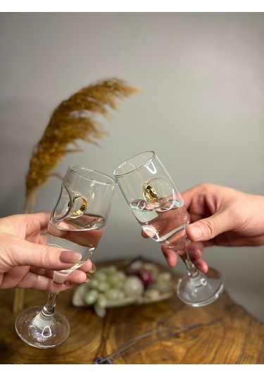 Şampanya Kadehi Yüzük Figürlü 2'li Şeffaf