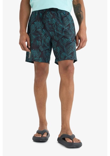 Defacto Defactofit Regular Fit Baskılı Esnek Dokulu Kısa Boy Sporcu Deniz Şortu A4185ax25hsbk81 Siyah