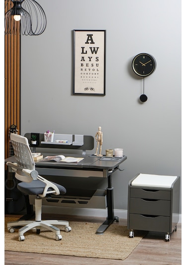 Sirius Basic Yükseklik Ve Eğim Ayarlı, Çekmeceli Bilgisayar Ve Oyuncu Masası, Ofis Ve Çalışma Masası Gri
