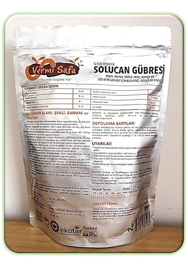 %100 Organik Vermisafa Solucan Gübresi 2 KG Katı + 500 ML Sıvı