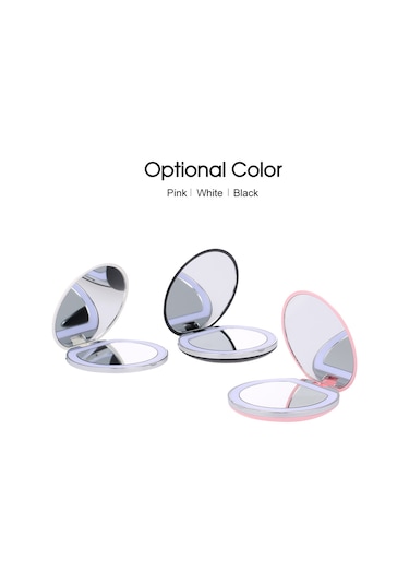 Vkemall Kozmetik Mini Taşınabilir Cep Led Makyaj Aynası Işıklı Şarj Edilebilir El Kompak