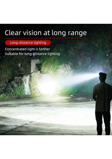 Usb Şarj Edilebilir Xpe + Cob Led Far Su Geçirmez El Feneri Acil Durum Işığı Açık Kamp Yürüyüş Balıkçılık İçin Araba Tamir Işığı Pil İle Siyah