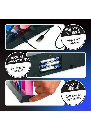 Teltree Oyun Konsolu Simge Stili Renkli Işık, 3 Aydınlatma Modu, Müzik Etkileşimli, Usb/batarya Beslemeli Odası Dekoratif Aydınlatma Lambası Siyah