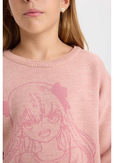 DeFacto Kız Çocuk Bisiklet Yaka Desenli Triko Kazak D3189A824WNPN186 Pembe